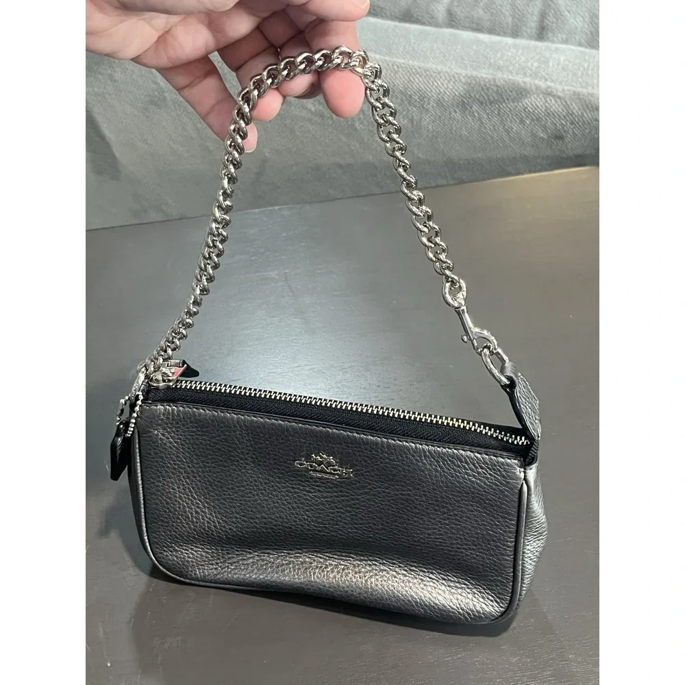 Coach Nolita Wristlet Purse Metallic Silver Chain Strap Y2K Style HTF